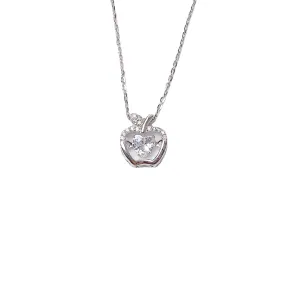 Heart-shape Zircon Apple Pendant Silver Necklace for Women