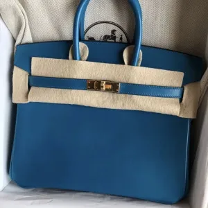 Hermès Birkin 25 Bleu Izmir Tadelakt Gold Hardware GHW