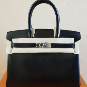 Hermès Birkin 30 Noir (Black) Box Palladium Hardware PHW