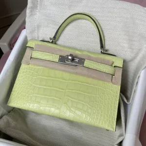 Hermès Kelly 20 Jaune Bourgeon Sellier Alligator Mississippi Matte Palladium Hardware PHW