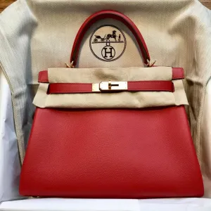 Hermès Kelly 28 Rouge Casaque Evercolor Gold Hardware GHW