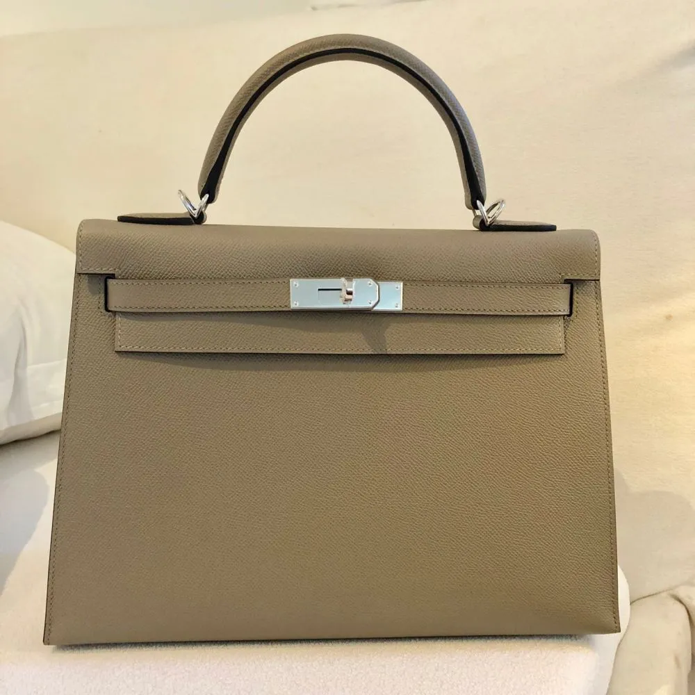 Hermès Kelly 32 Gris Asphalte Sellier Epsom Palladium Hardware PHW