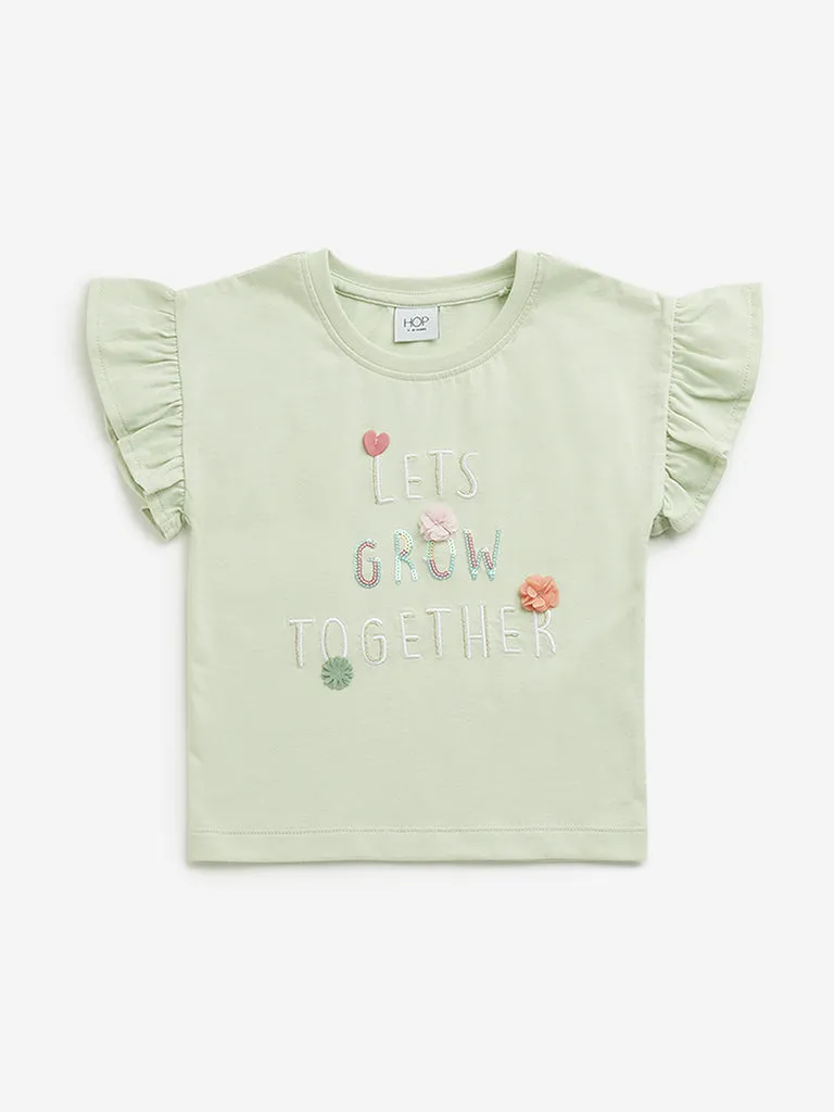 HOP Kids Sage Text Design Top