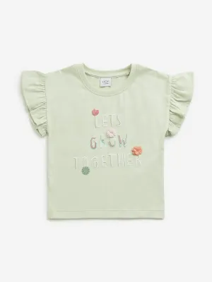 HOP Kids Sage Text Design Top