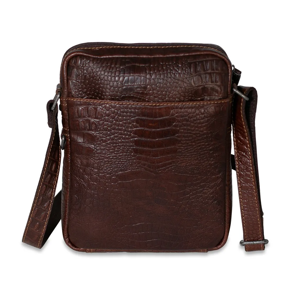 Hornback Croco Slim Crossbody w/Zippered Front Pocket #HB213