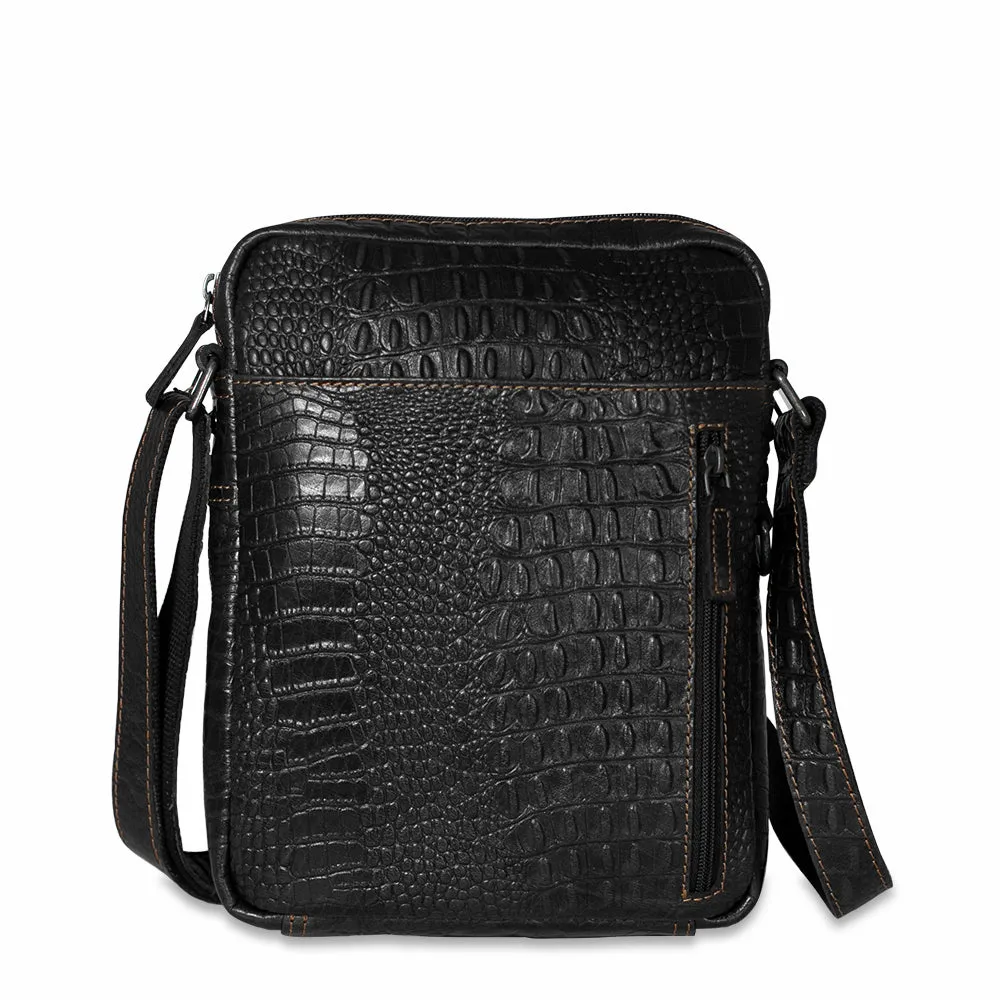 Hornback Croco Slim Crossbody w/Zippered Front Pocket #HB213