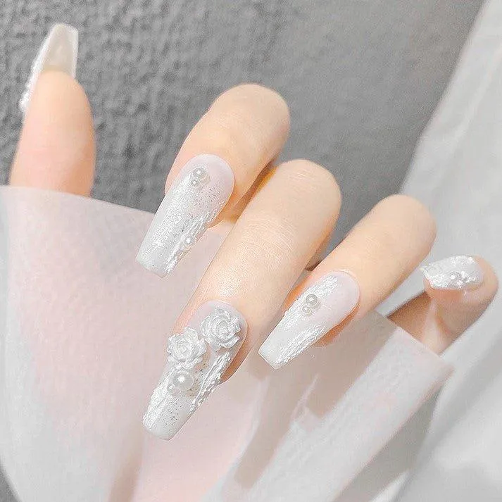 Ice translucent color three-dimensional camellia manicure accessories Light translucent ice translucent pearl color AC-030014