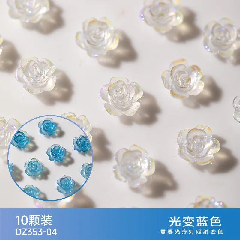 Ice translucent color three-dimensional camellia manicure accessories Light translucent ice translucent pearl color AC-030014