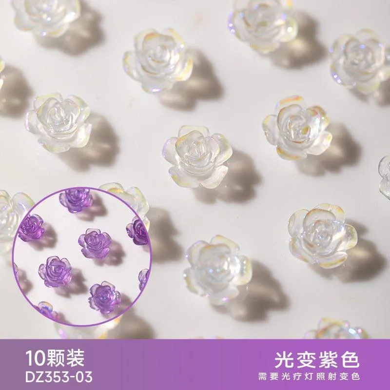 Ice translucent color three-dimensional camellia manicure accessories Light translucent ice translucent pearl color AC-030014