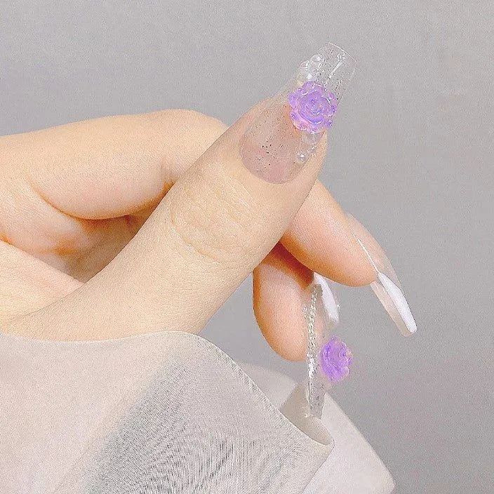 Ice translucent color three-dimensional camellia manicure accessories Light translucent ice translucent pearl color AC-030014