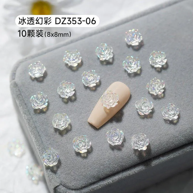 Ice translucent color three-dimensional camellia manicure accessories Light translucent ice translucent pearl color AC-030014