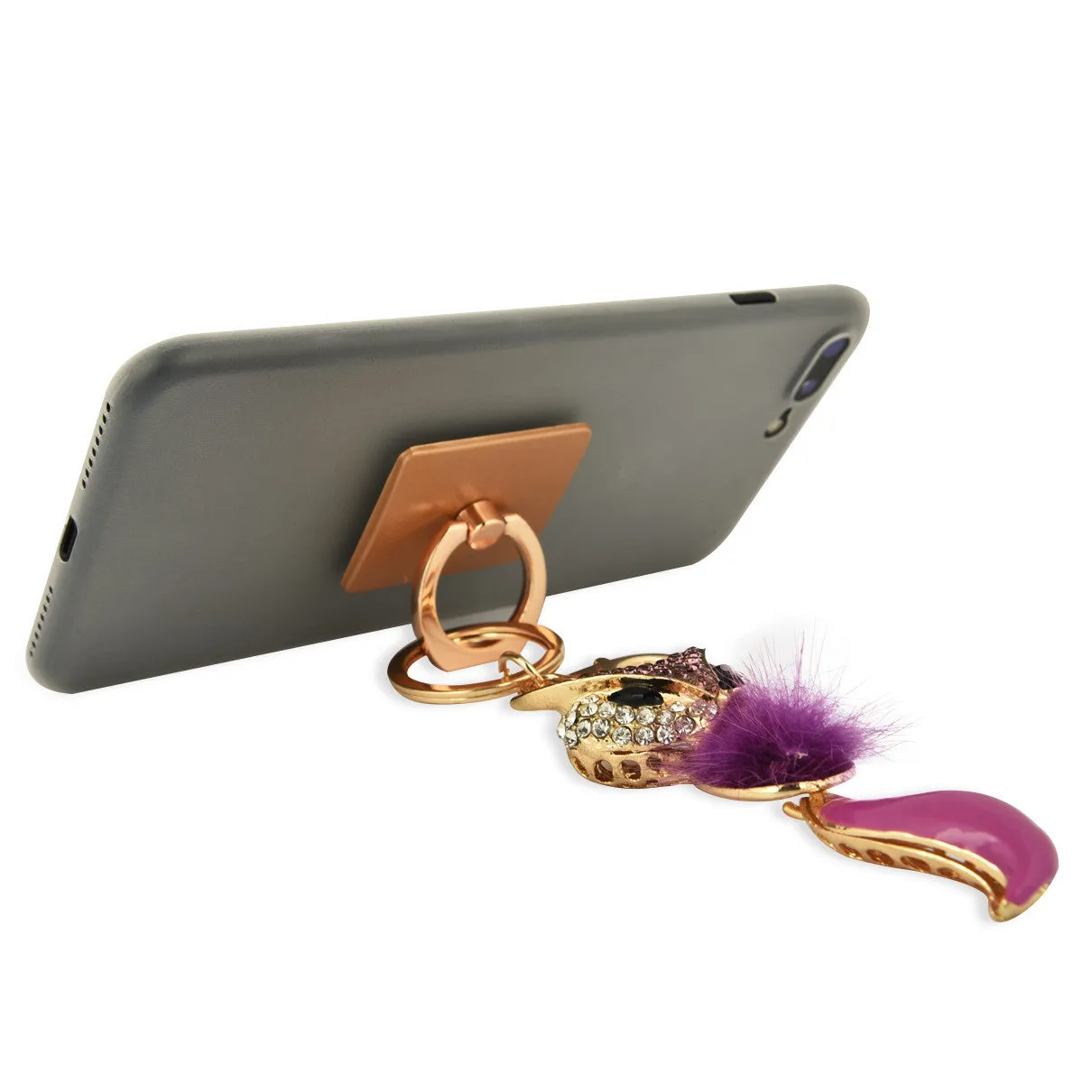 iOrigin Ring Grip/ Kick Stand   Acrylic Diamond Studded Fox Key Chain for Mobile Phones & Tablets