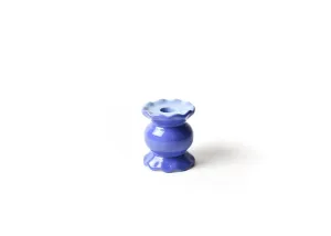 Iris Blue Small Ruffle Knob Candle Holder