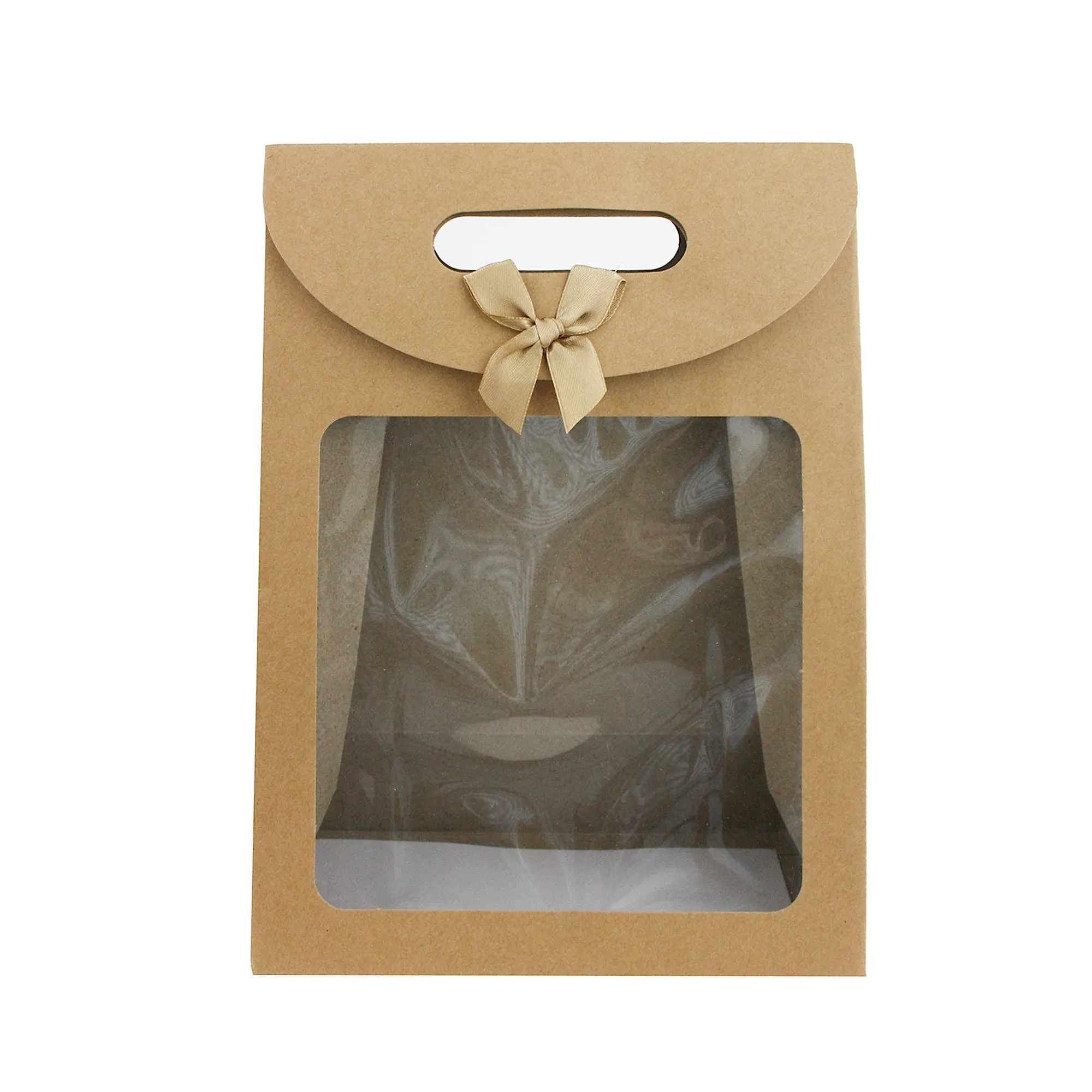 Kraft Gift Box Bags with Bow & Handle - Pack of 12 (Sizes Available)