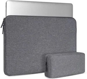 Laptop Chromebook Sleeve case Cover with Charger Pouch -Denim Grey 15.6 inches