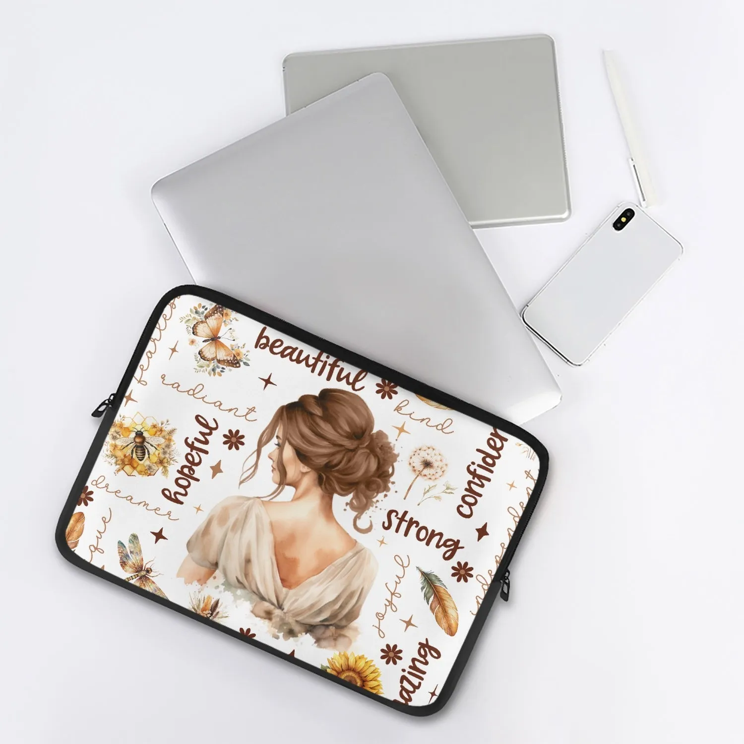 Laptop Sleeve - without handles - Affirmations - Brunette Hair