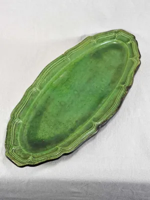 Large French platter with green glaze 1940's 23¼"