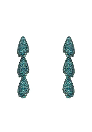 Latelita London Arabelle Aqua Earrings Silver Oxidised