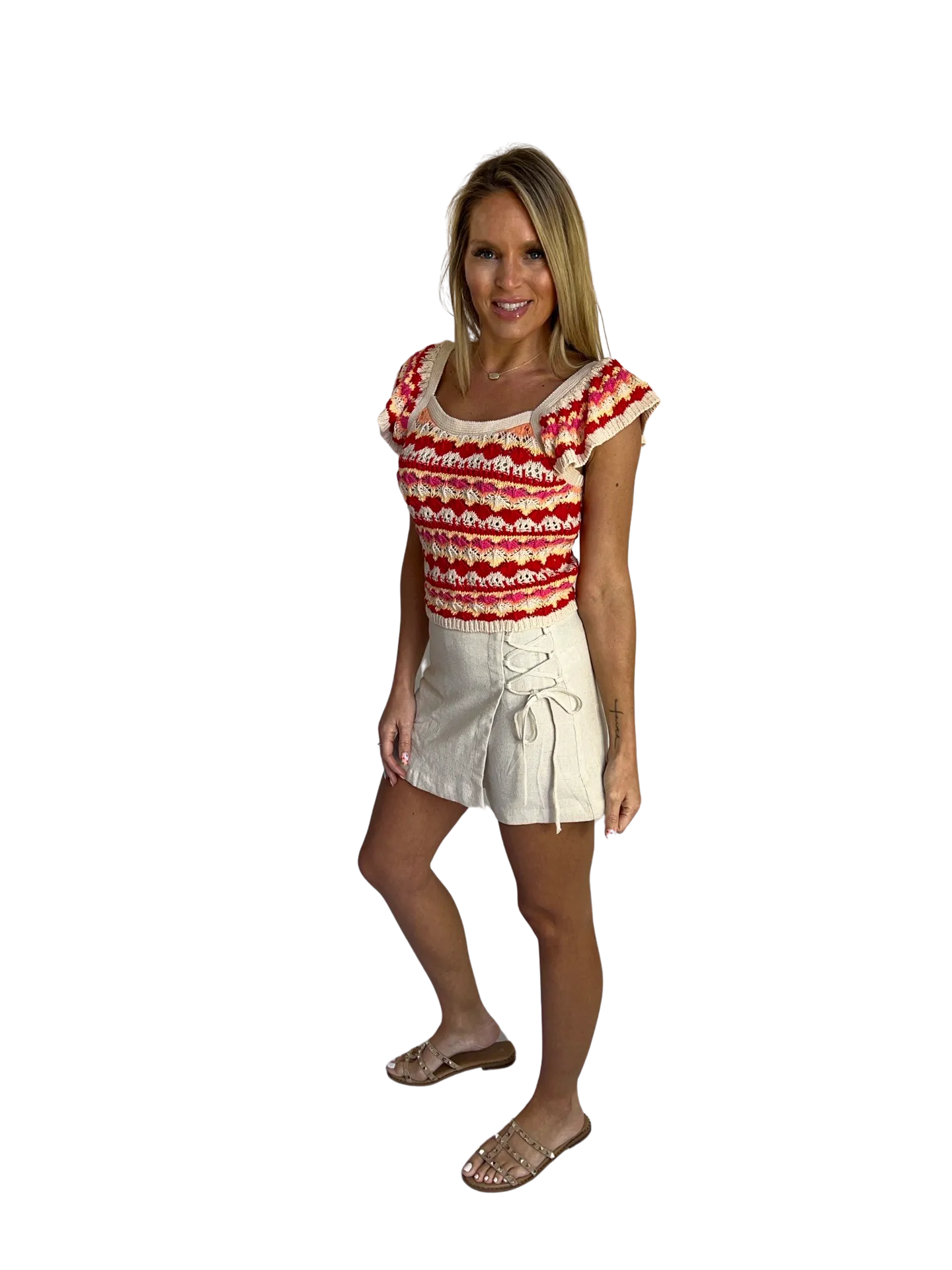 Linen Skort with Side Tied Detail