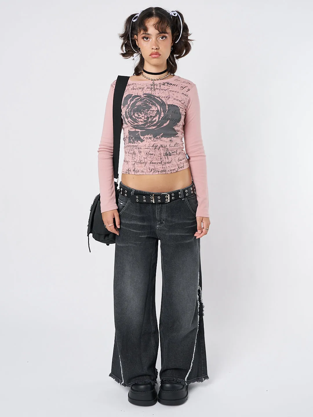 Lost Rose Pale Pink Graphic Top