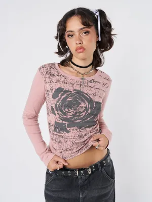 Lost Rose Pale Pink Graphic Top