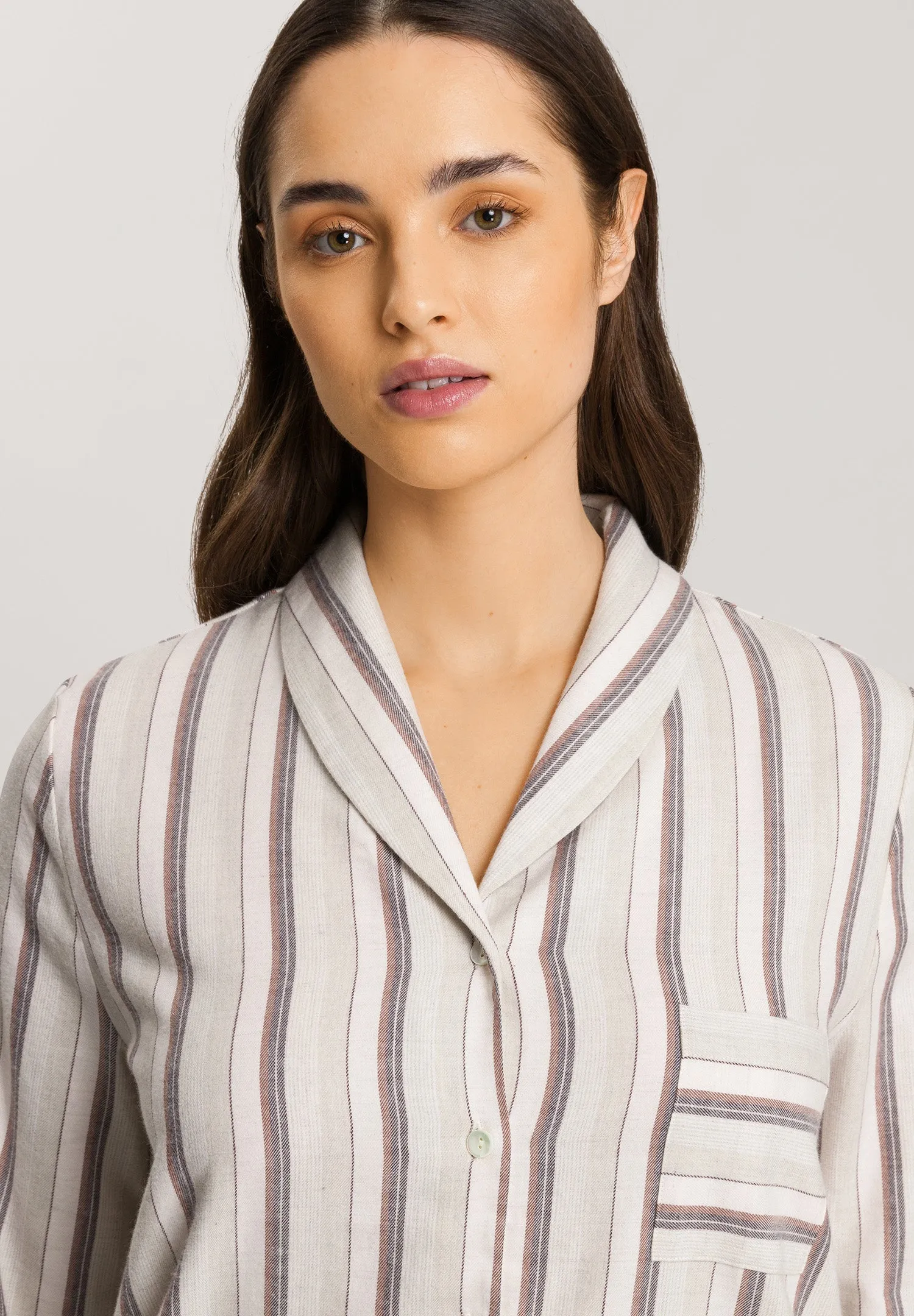 Loungy Nights Cotton Shawl Collar Shirt | Meraki Stripe 74967-2165