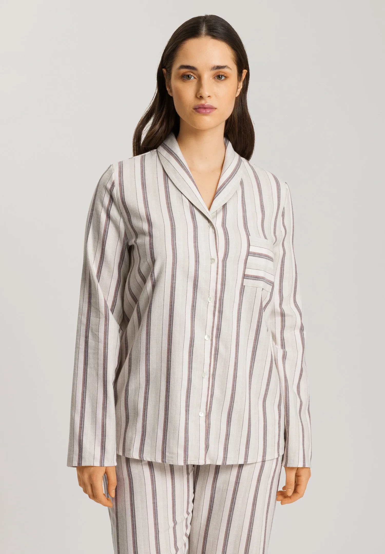 Loungy Nights Cotton Shawl Collar Shirt | Meraki Stripe 74967-2165