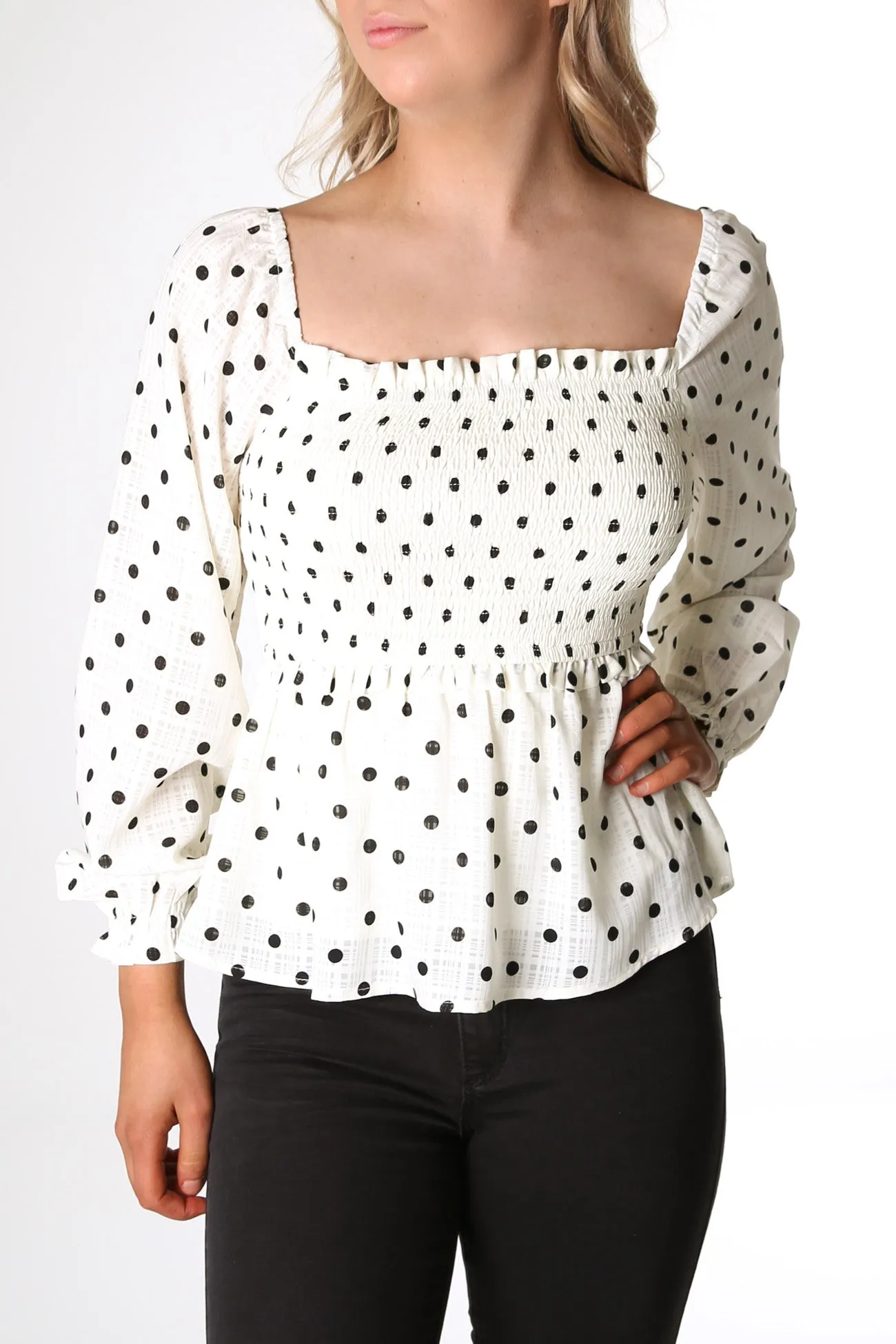 Luca Top Polka Dot White