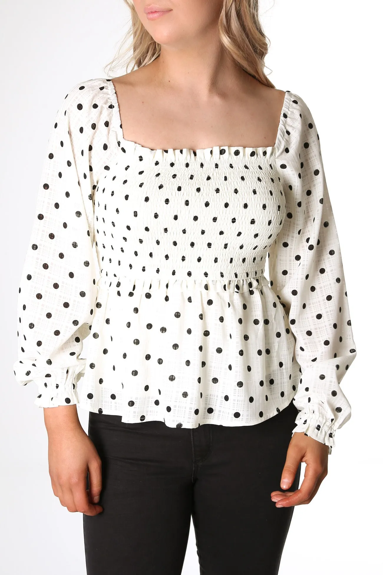 Luca Top Polka Dot White