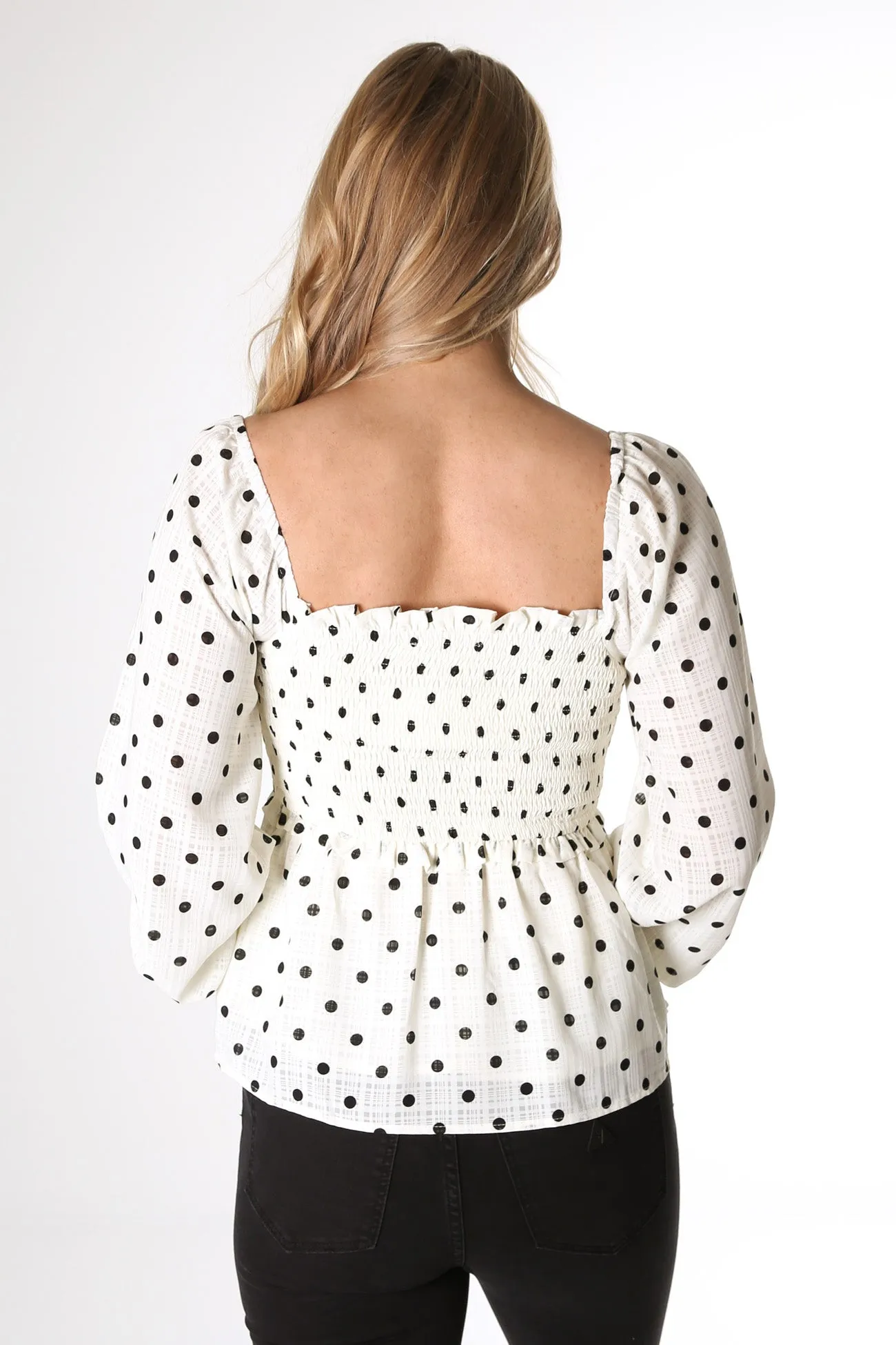 Luca Top Polka Dot White