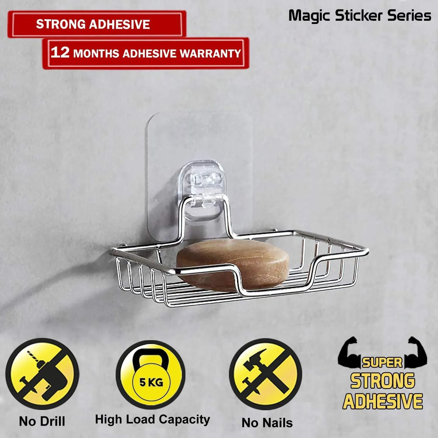 Magic Sticker Series Self Adhesive Bathroom Soap Holder Stand