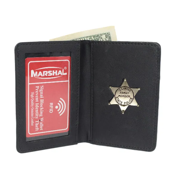 Marshal Genuine Leather Sheriff's Family Member Badge ID Wallet Case 6 Point Star 2546