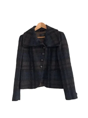 Max Mara Weekend Wool Single Breasted Jacket Brown and Navy UK Size 10