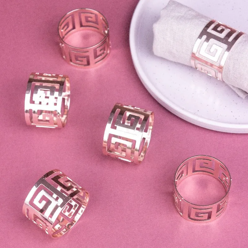 Maze Rose Gold Napkin Rings (Set of 6)