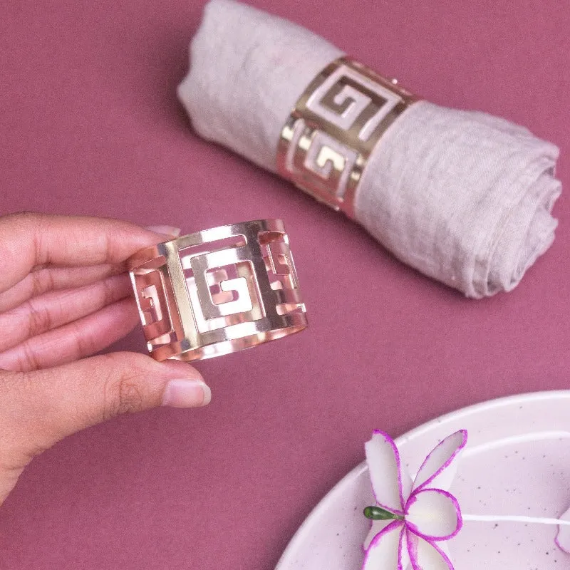 Maze Rose Gold Napkin Rings (Set of 6)