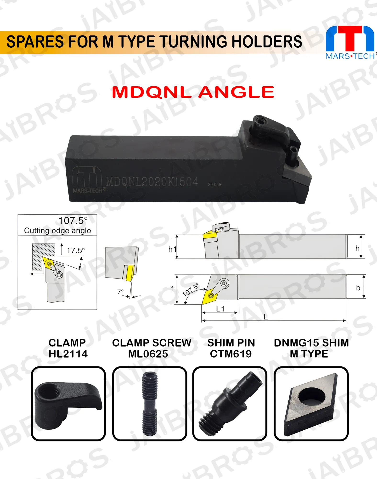 MDQNL/R - dnmg1506 Turning holder pack of 1