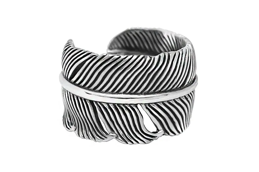 Men's Silver Feather Ring