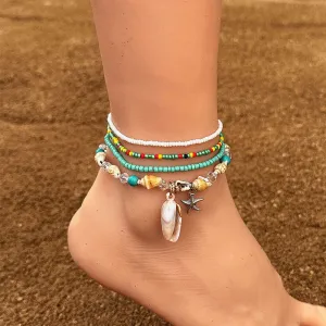 MermaidDream Colorful Anklet - Foot Ornaments Bead Starfish Shell