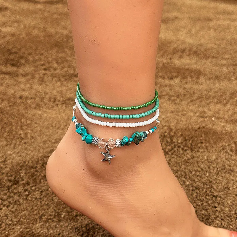 MermaidDream Colorful Anklet - Foot Ornaments Bead Starfish Shell