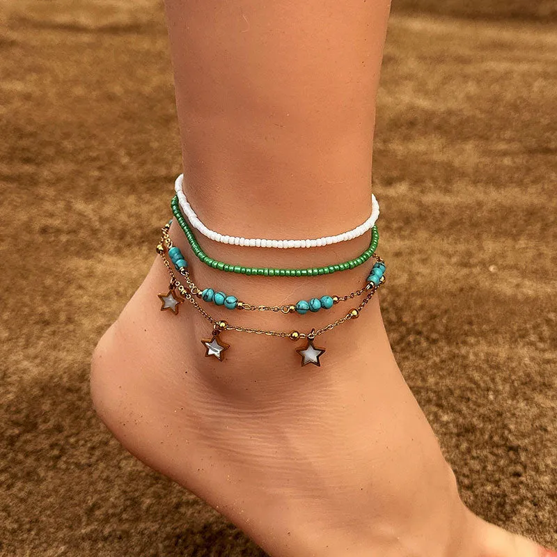 MermaidDream Colorful Anklet - Foot Ornaments Bead Starfish Shell