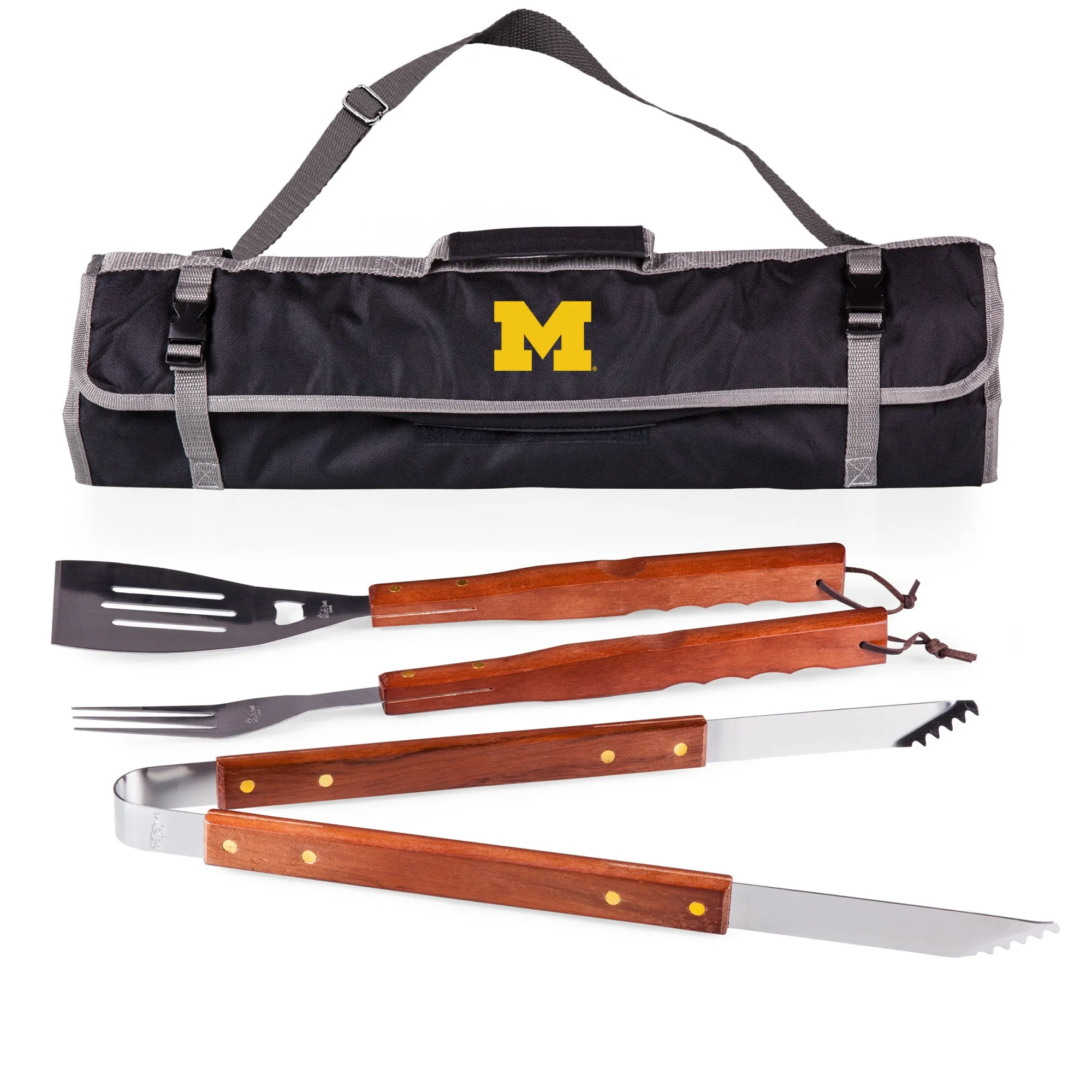 Michigan Wolverines - 3-Piece BBQ Tote & Grill Set