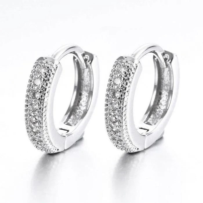 Micro Pavé Zirconia Huggie Hoop Earrings for Women by Feshionn IOBI