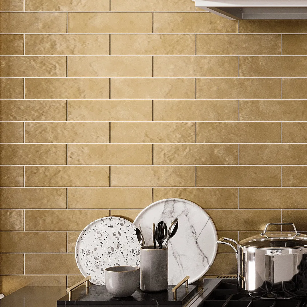 Molten Gold Brick Ceramic Subway Tile