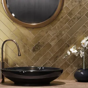 Molten Gold Brick Ceramic Subway Tile