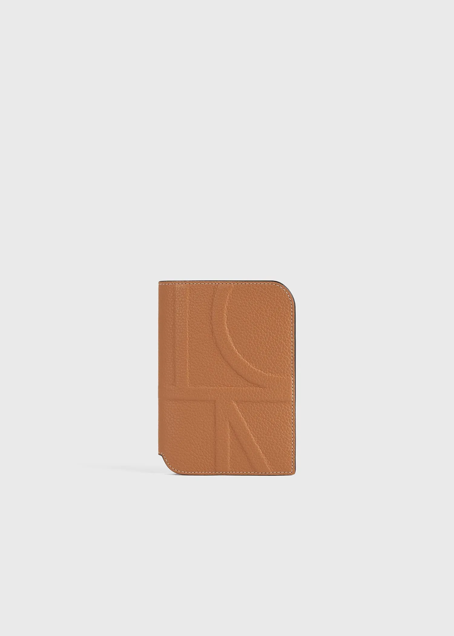 Monogram leather passport holder tan grain