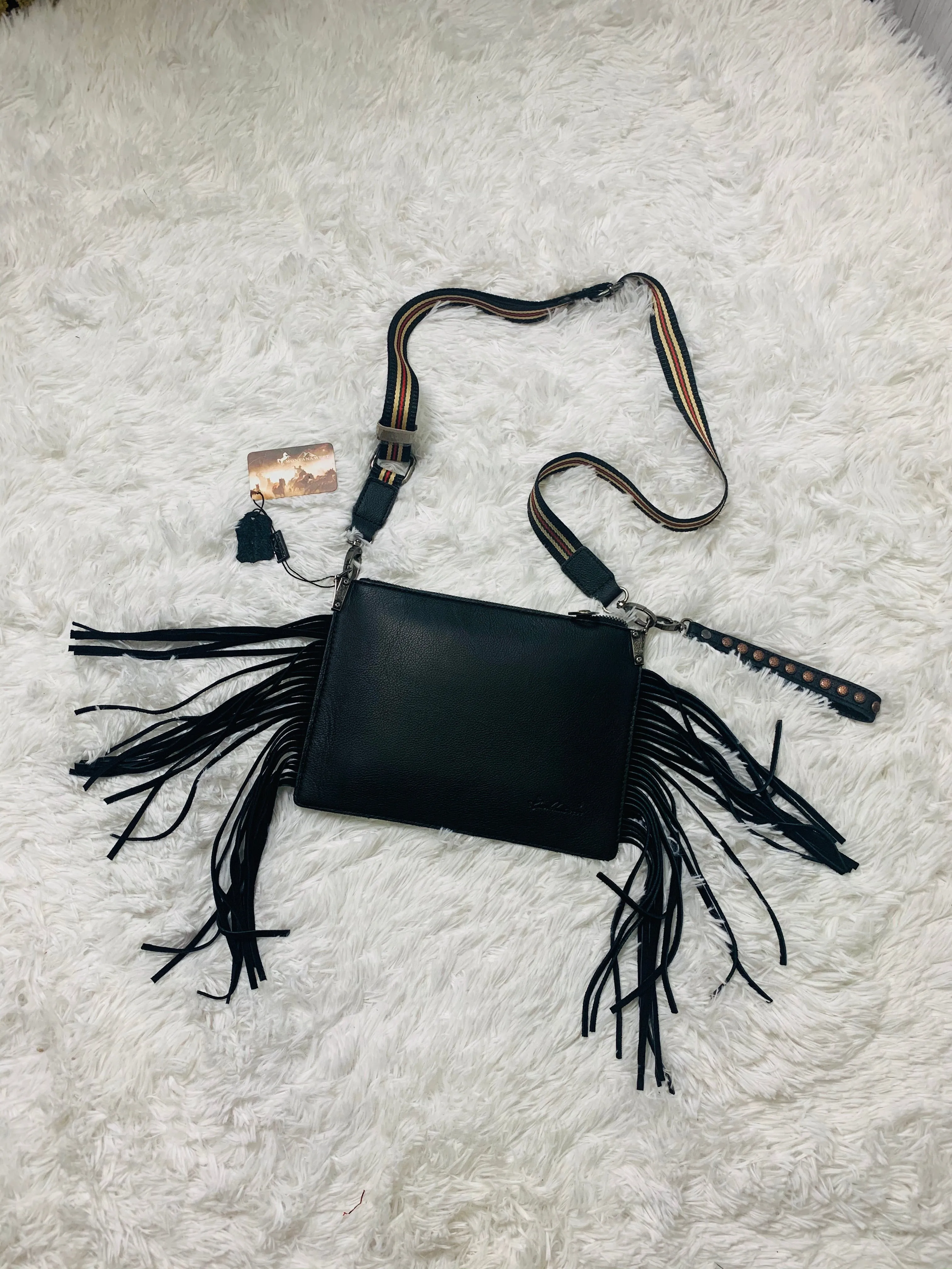 Montana West Hair-On Fringe Clutch/Crossbody