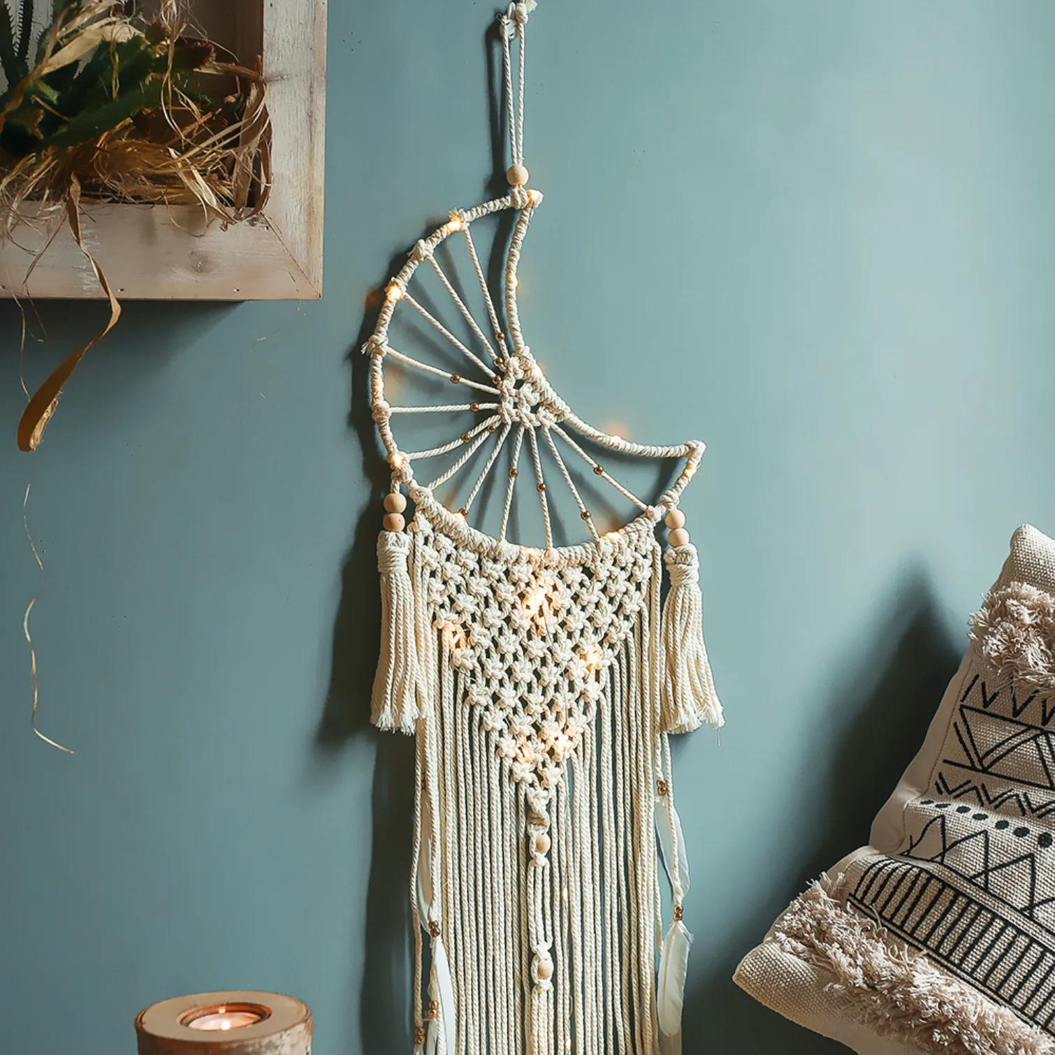 Moon Macrame Wall Hanging Dreamcatcher