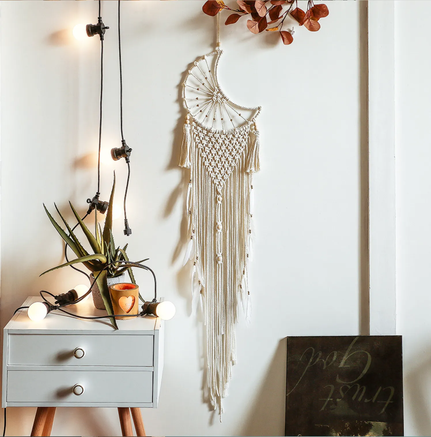 Moon Macrame Wall Hanging Dreamcatcher