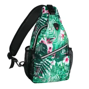 MSXPro™ Women's Crossbody Shoulder Daypack - iPad Tablet, Palm Leaf Flower Sling Bag