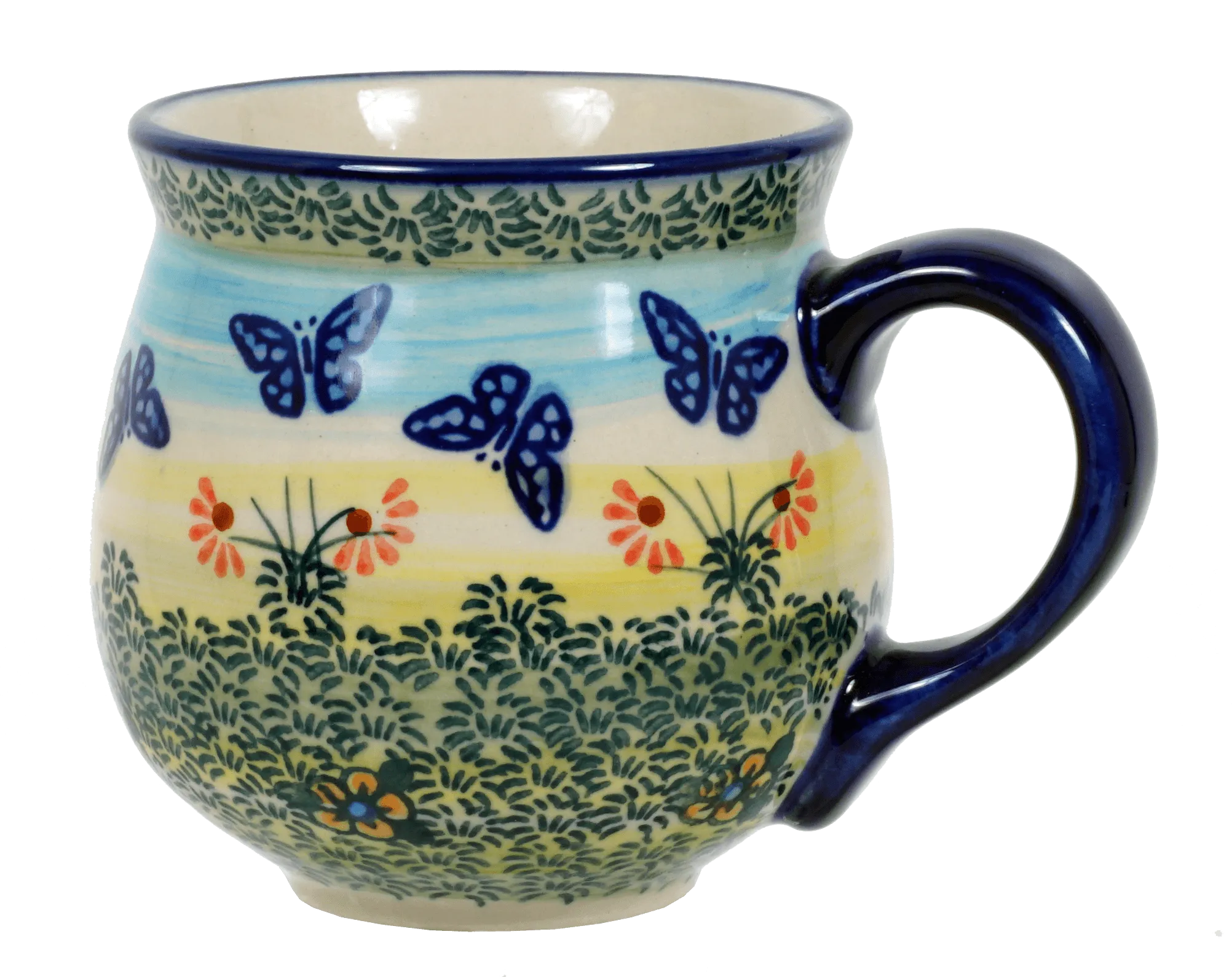 Mug, Belly Mug, 10oz Medium in "Butterflies in Flight" by Manufaktura | K090S-WKM